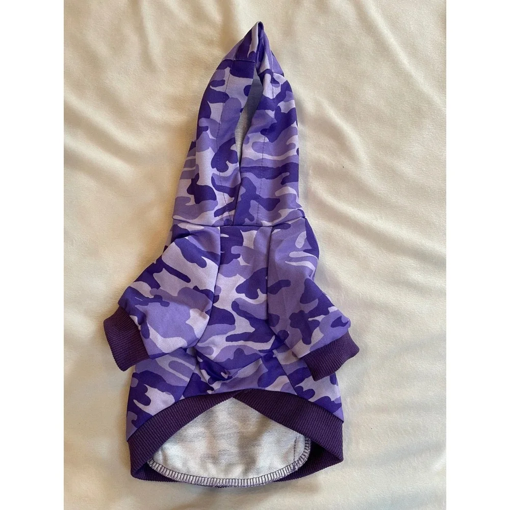 Purple Camo Pet Hoodie Small Dog Cat Camouflage Sweatshirt XS